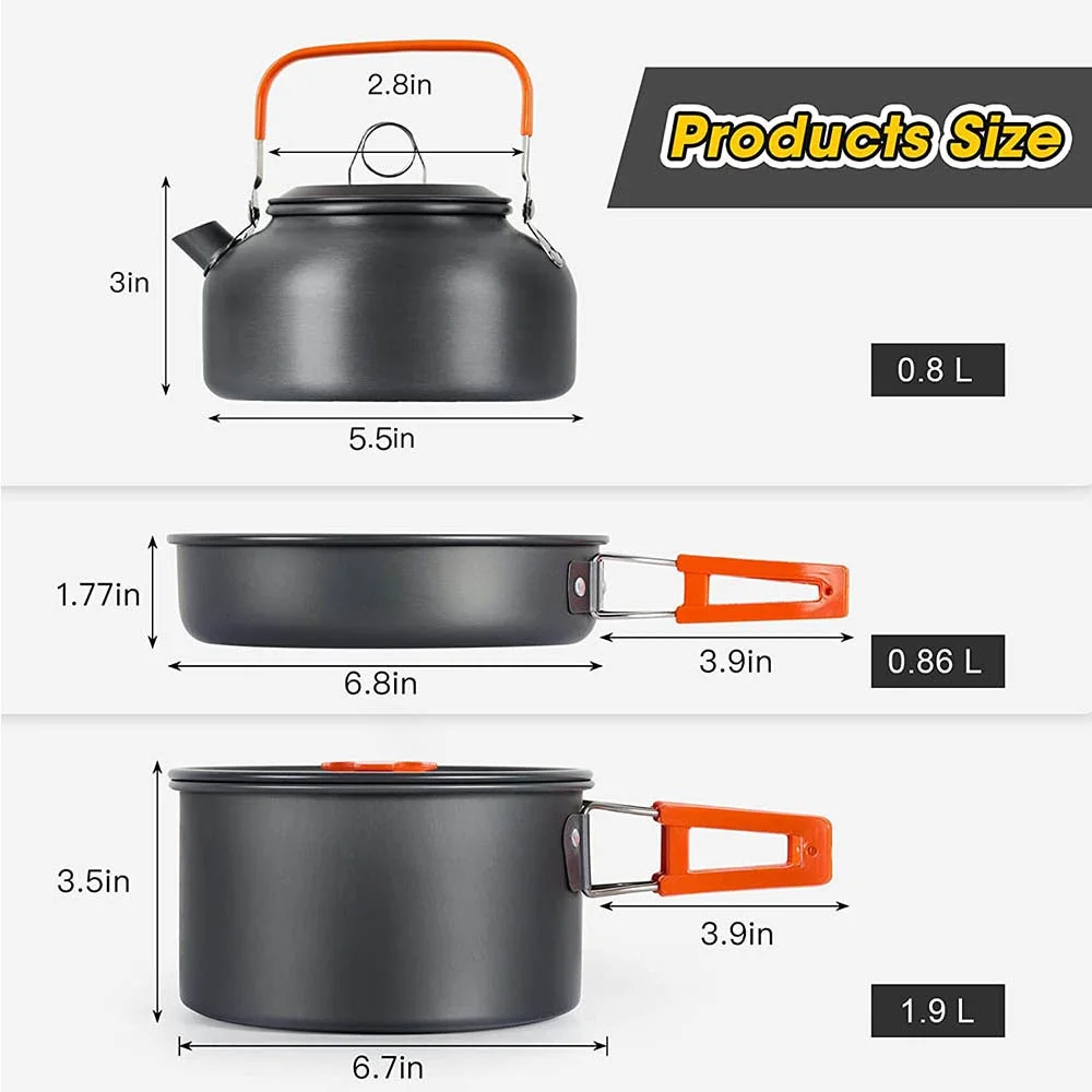 Nesting Camping Cooking Set - Juego de cocina para acampar al