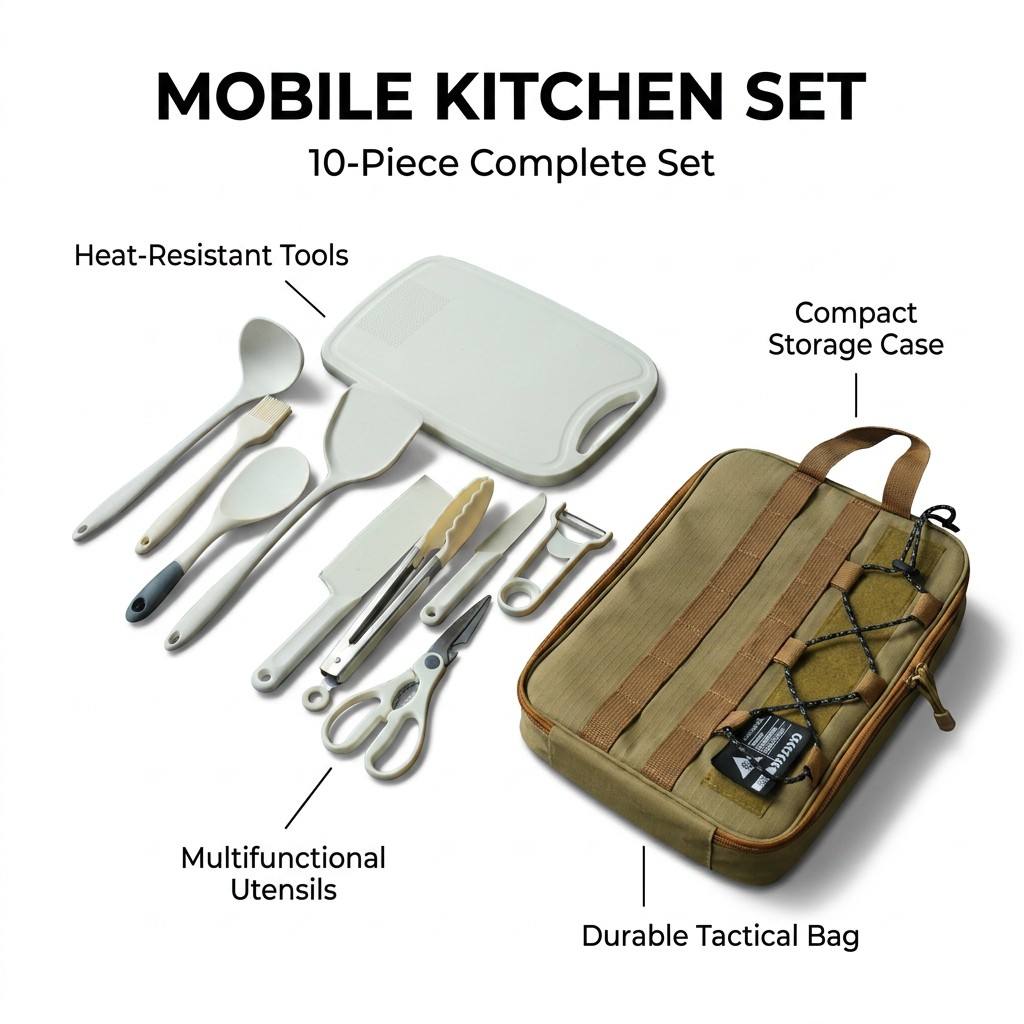 Camping Cooking Set Non Stick - Juego de utensilios de cocina portátiles