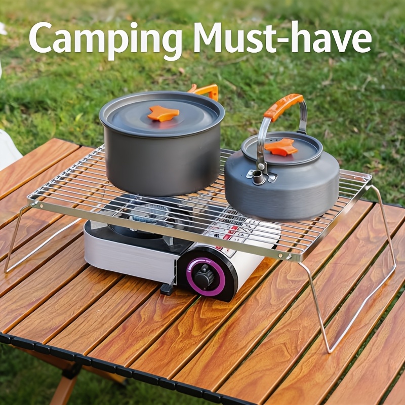 Camping Cooking Griddle - Soporte portátil plegable de acero inoxidable