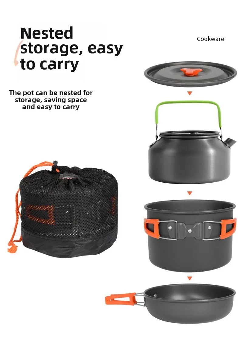 Nesting Camping Cooking Set - Juego de utensilios de cocina DS-308