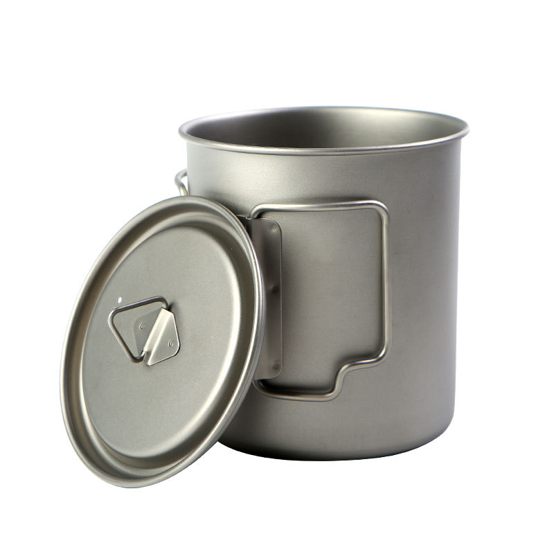 Camping Cooking Can - Tazas de titanio para acampar, 450ml,