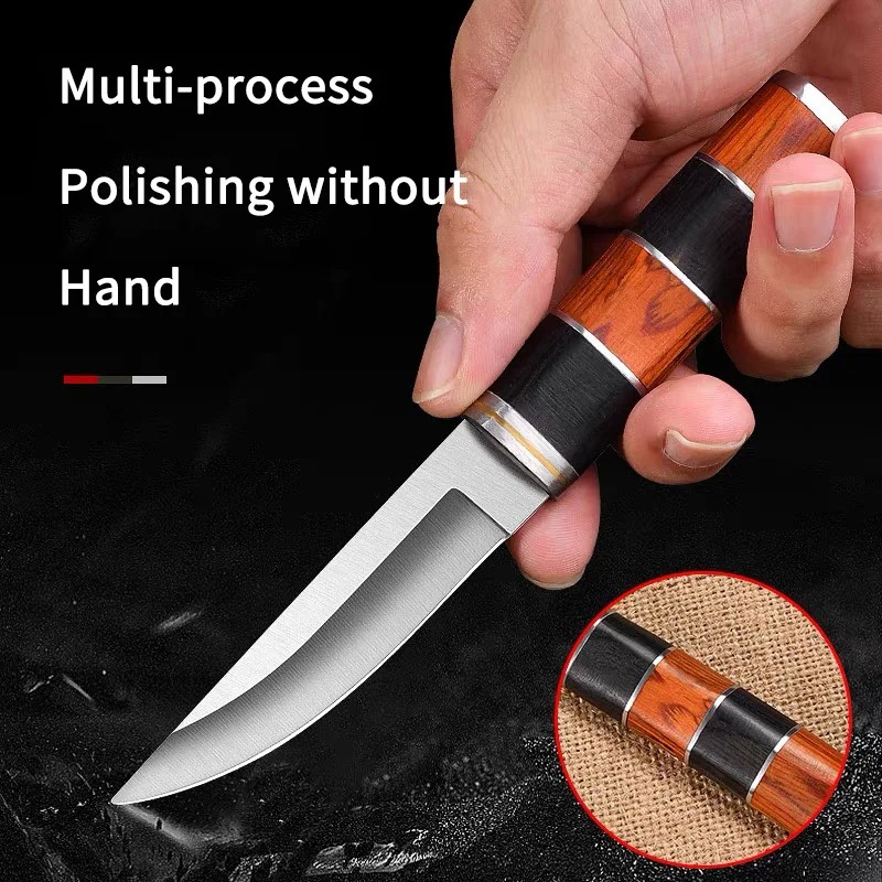 Camping Cooking Knife With Sheath - Cuchillo para barbacoa de acero inoxidable