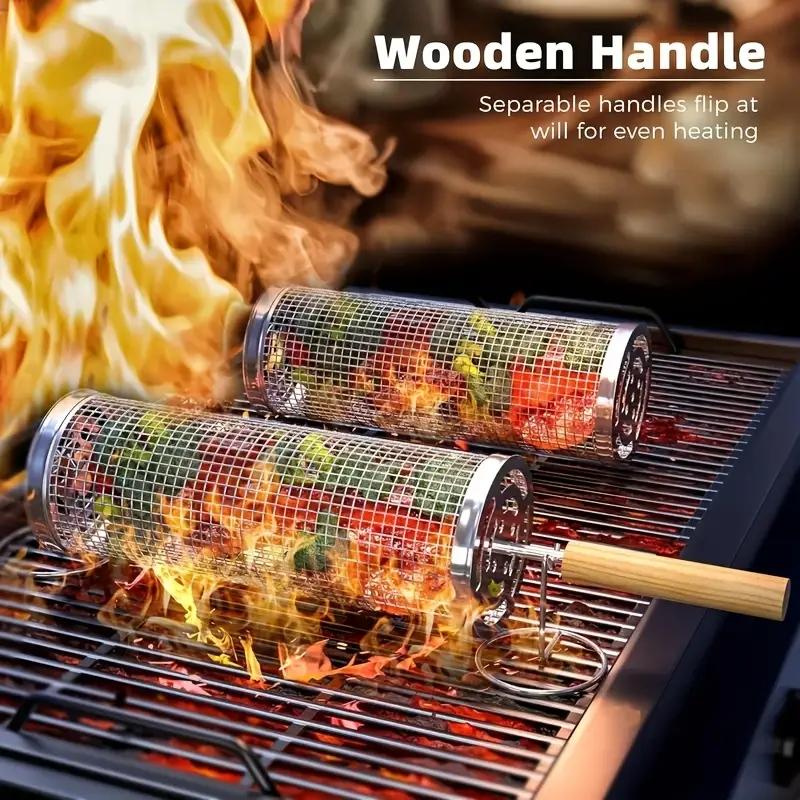 Camping Cooking Griddle - Cesta de acero inoxidable para parrilla