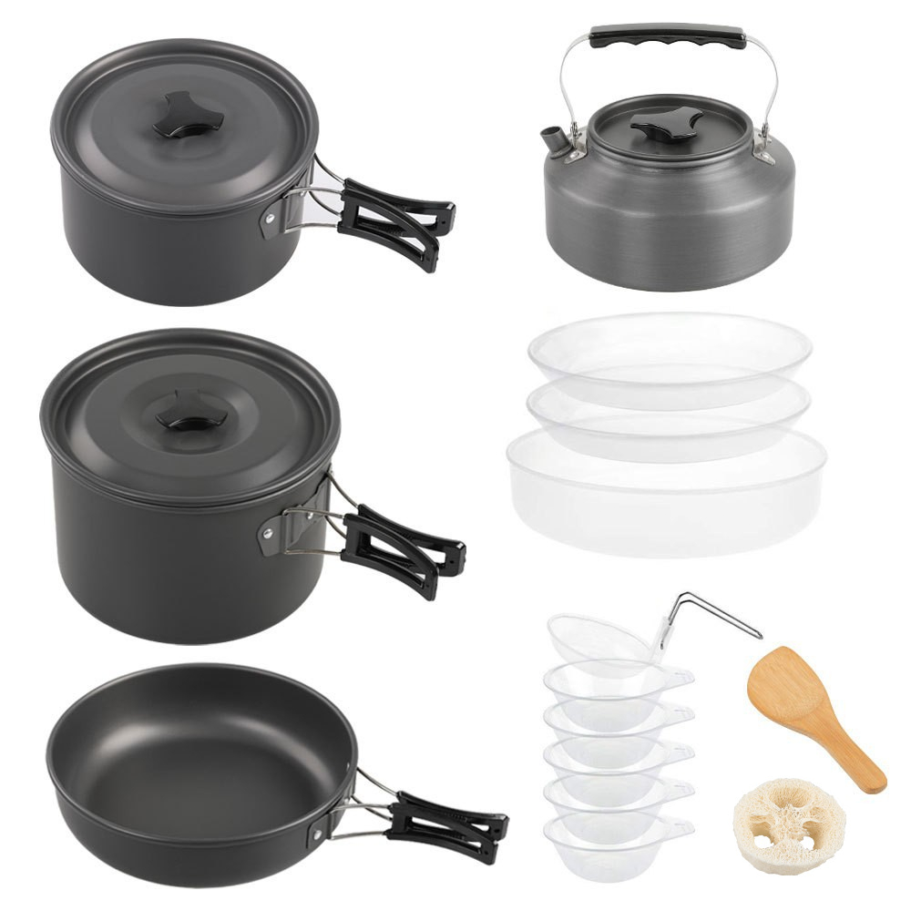 Nesting Camping Cooking Set - Juego de cocina grande para exteriores,