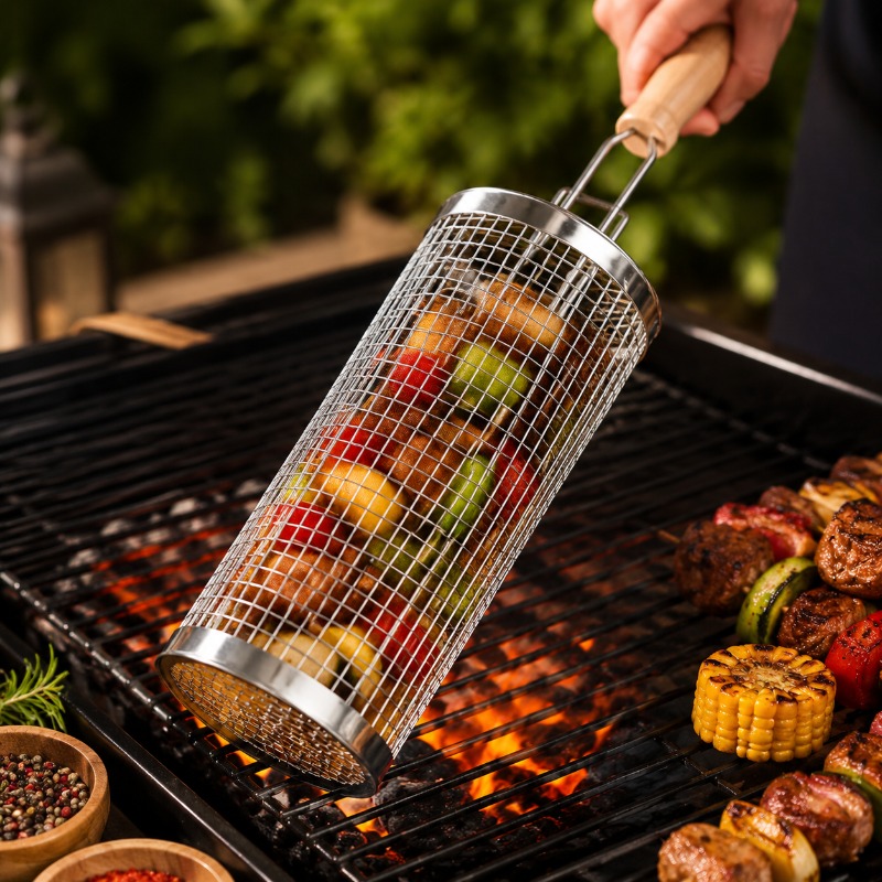Camping Cooking Griddle - Juego de Cestas Redondas para Asar