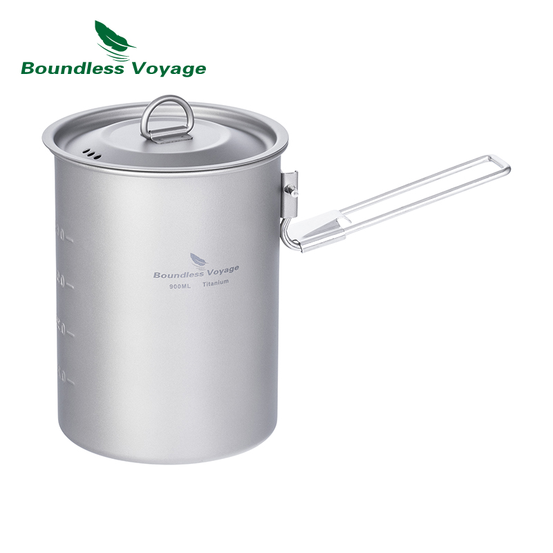 Camping Lightweight Cooking Pot - Boundless Voyage-olla de titanio de 900ml,