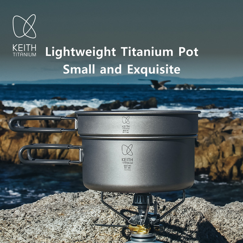 Nesting Camping Cooking Set - Juego de ollas Keith de titanio,