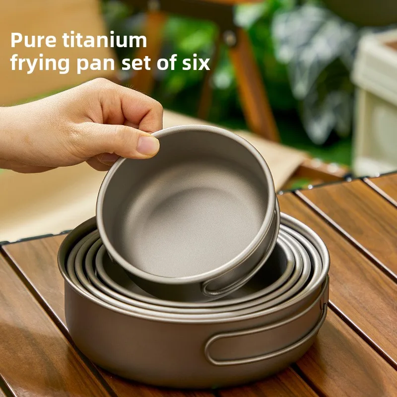 Camping Lightweight Cooking Pot - Juego de ollas de titanio para