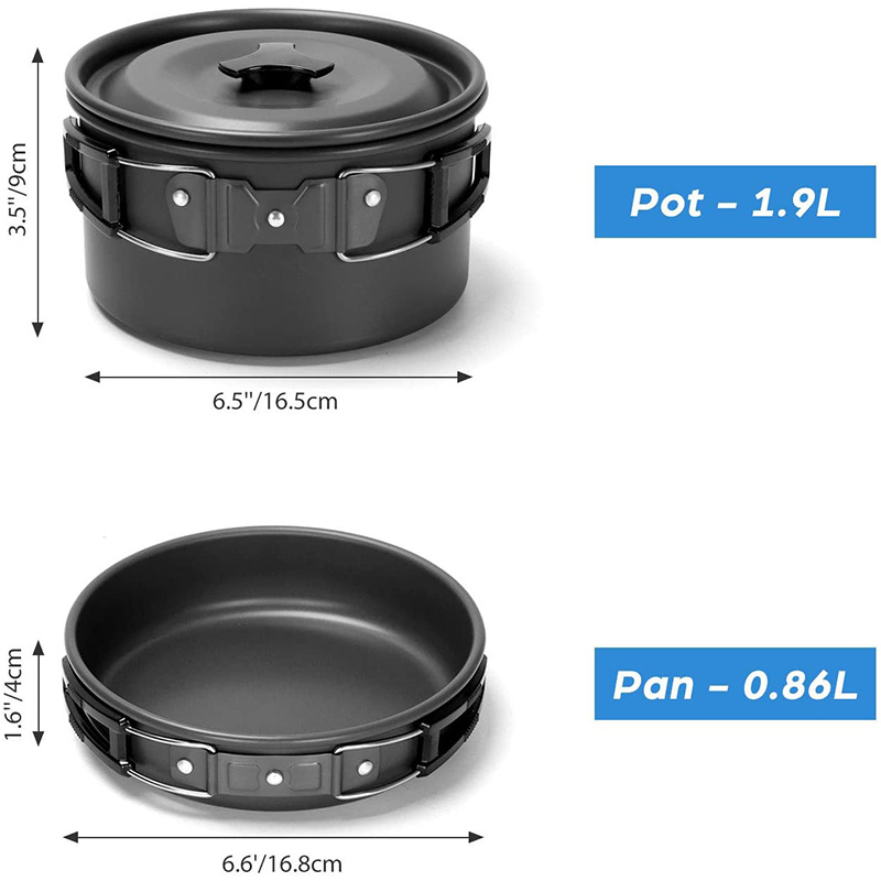 Camping Cooking Set Non Stick - Juego de utensilios de cocina para