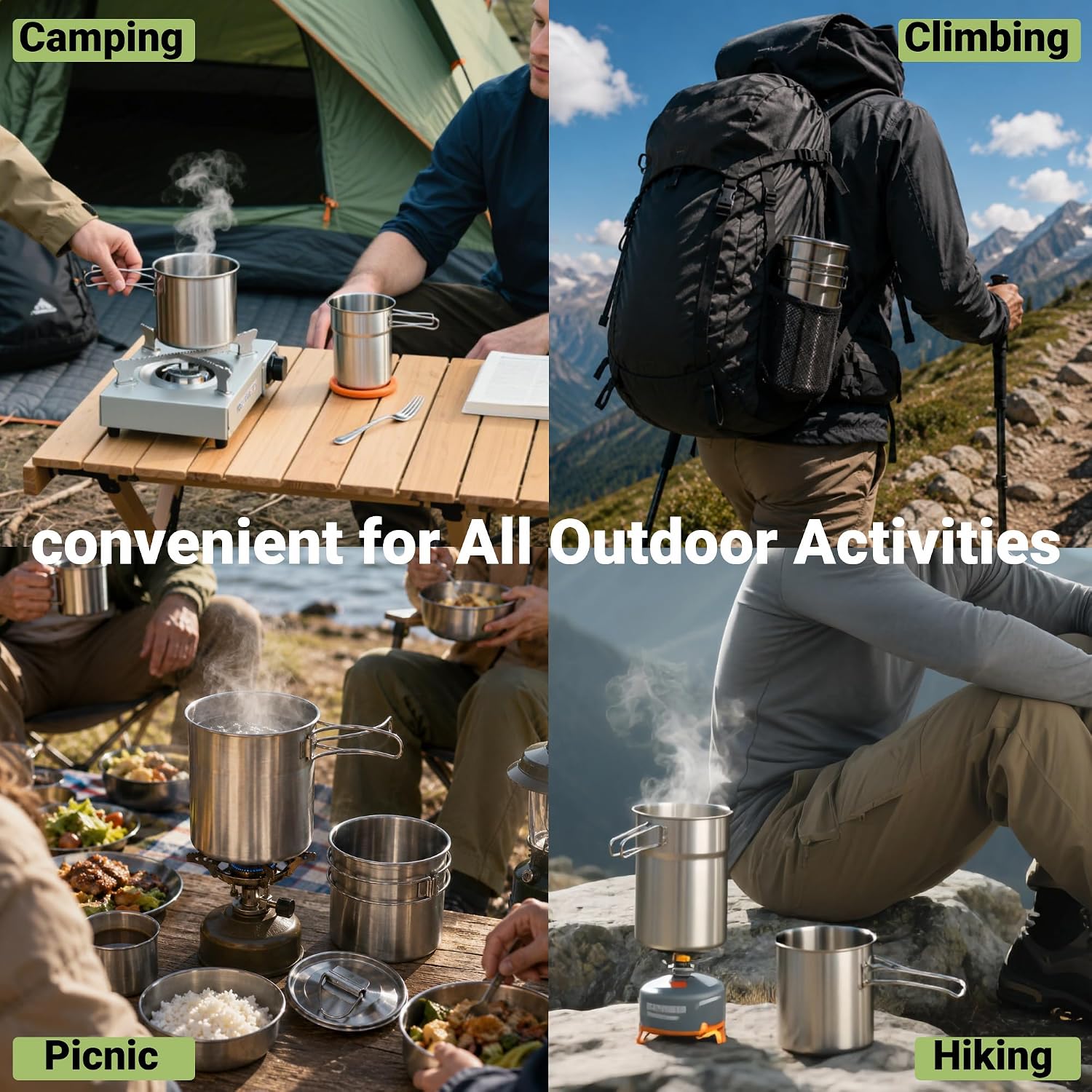 Tazas plegables para acampar,  - Camping Cooking Can reseña y precio