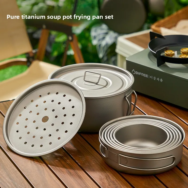 Juego de ollas de titanio para - Camping Lightweight Cooking Pot reseña y precio