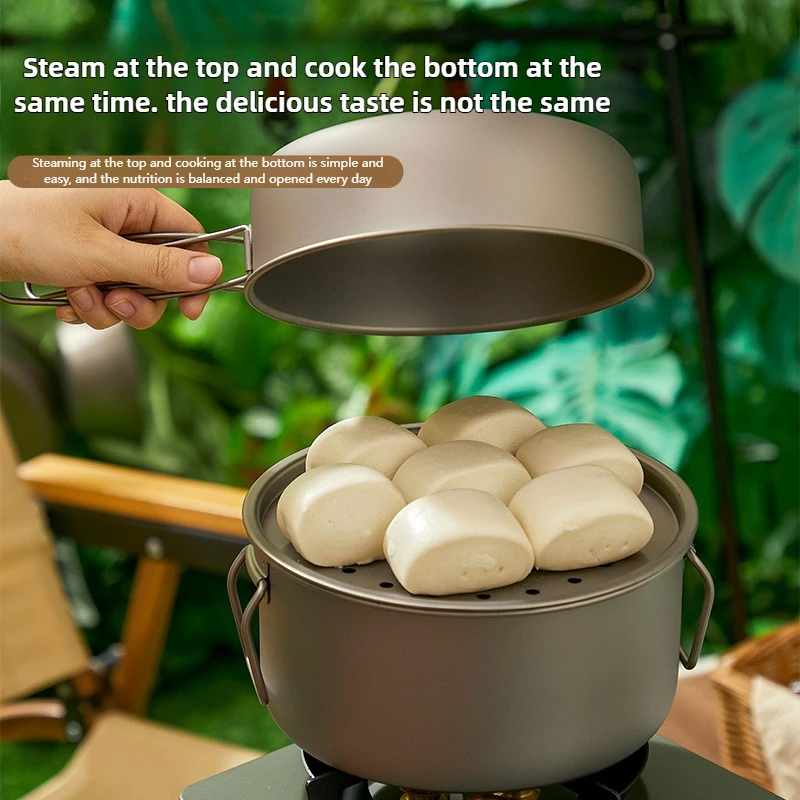 Juego de ollas de titanio para - Camping Lightweight Cooking Pot reseña y precio