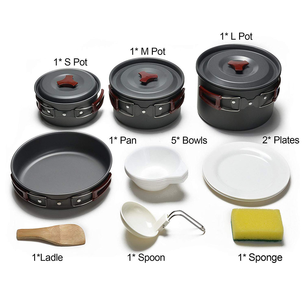 Kit de utensilios de cocina pa - Camping Cooking Set Non Stick reseña y precio